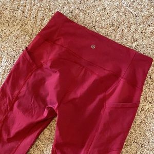 Red cropped lululemon leggings